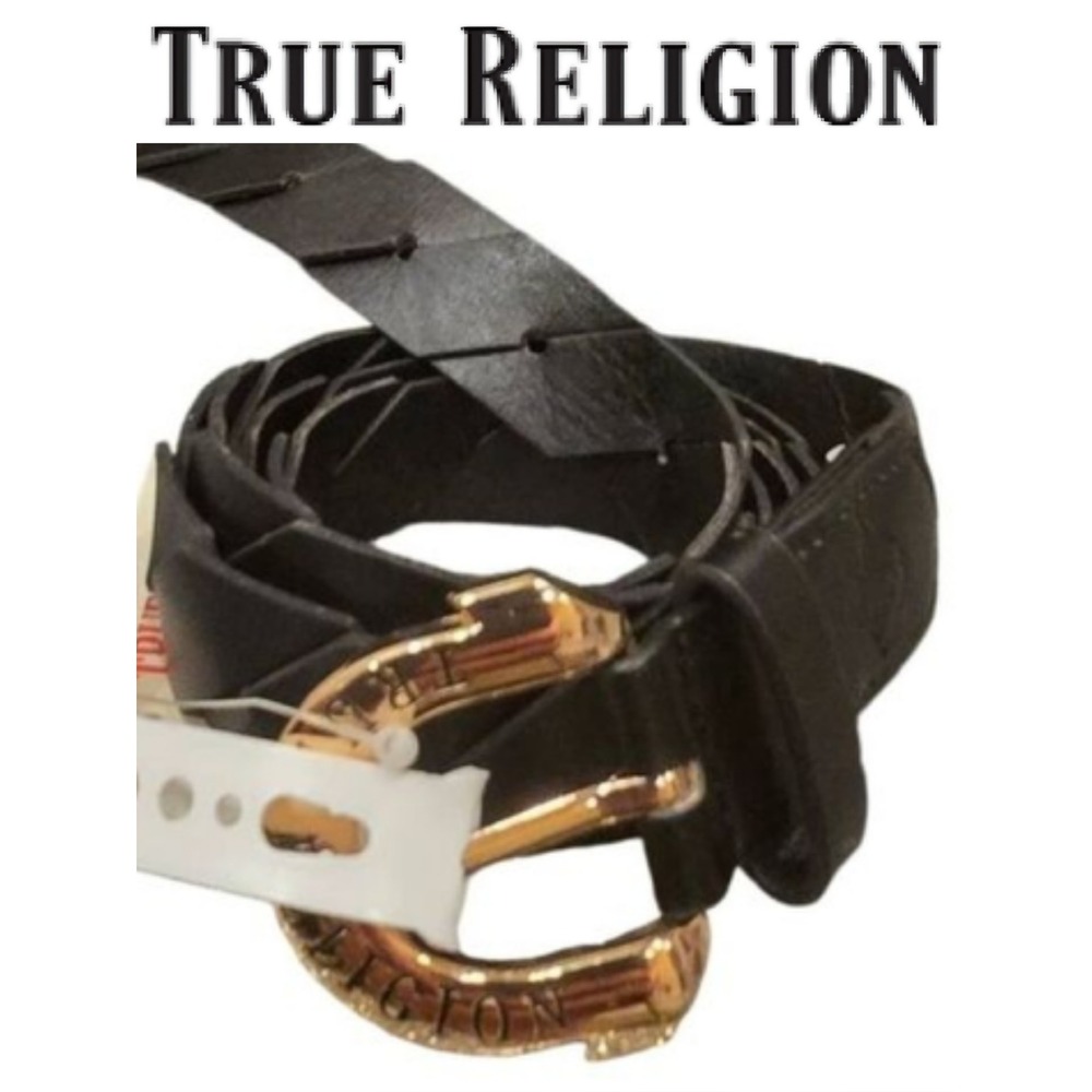 True Religion Braided Horseshoe Logo Buckle Belt